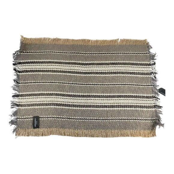 Cynthia Rowley Placemats Set Of 4 Jute Rustic Contemporary Gold Black 22”X 15” - Picture 4 of 7